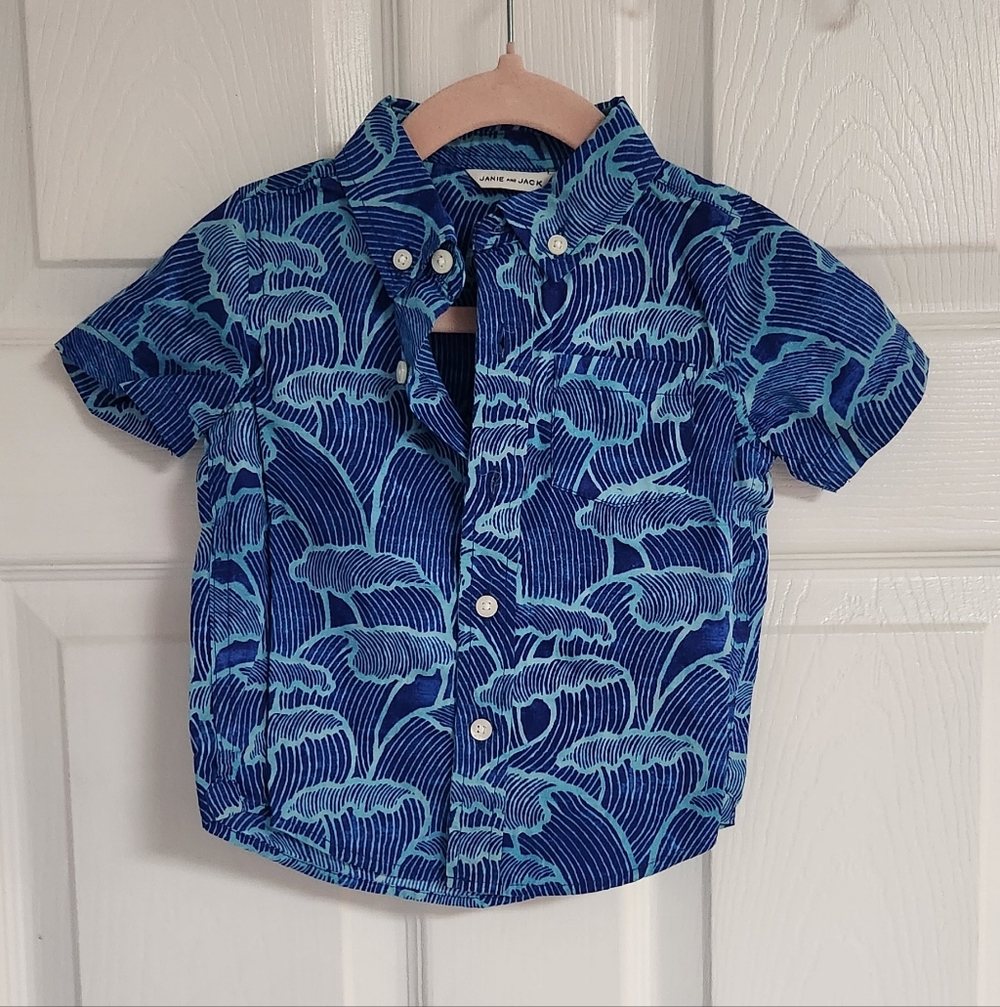Janie and Jack Vibrant Blue Kids Button Down Shirt